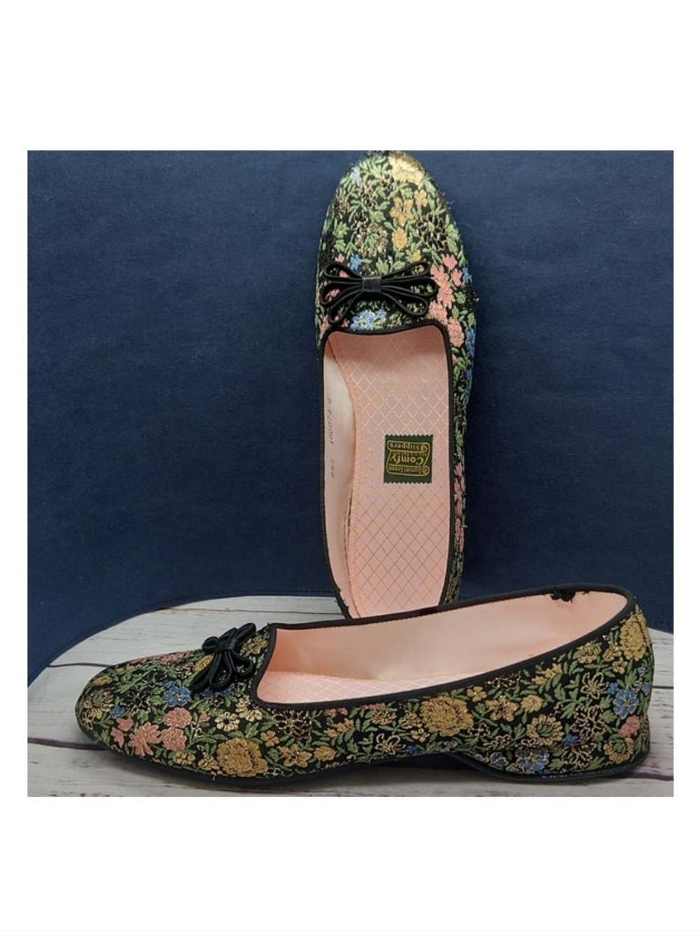 NEW Daniel Green‎ Vintage 60s Tapestry Slippers Flats Size 9.5
